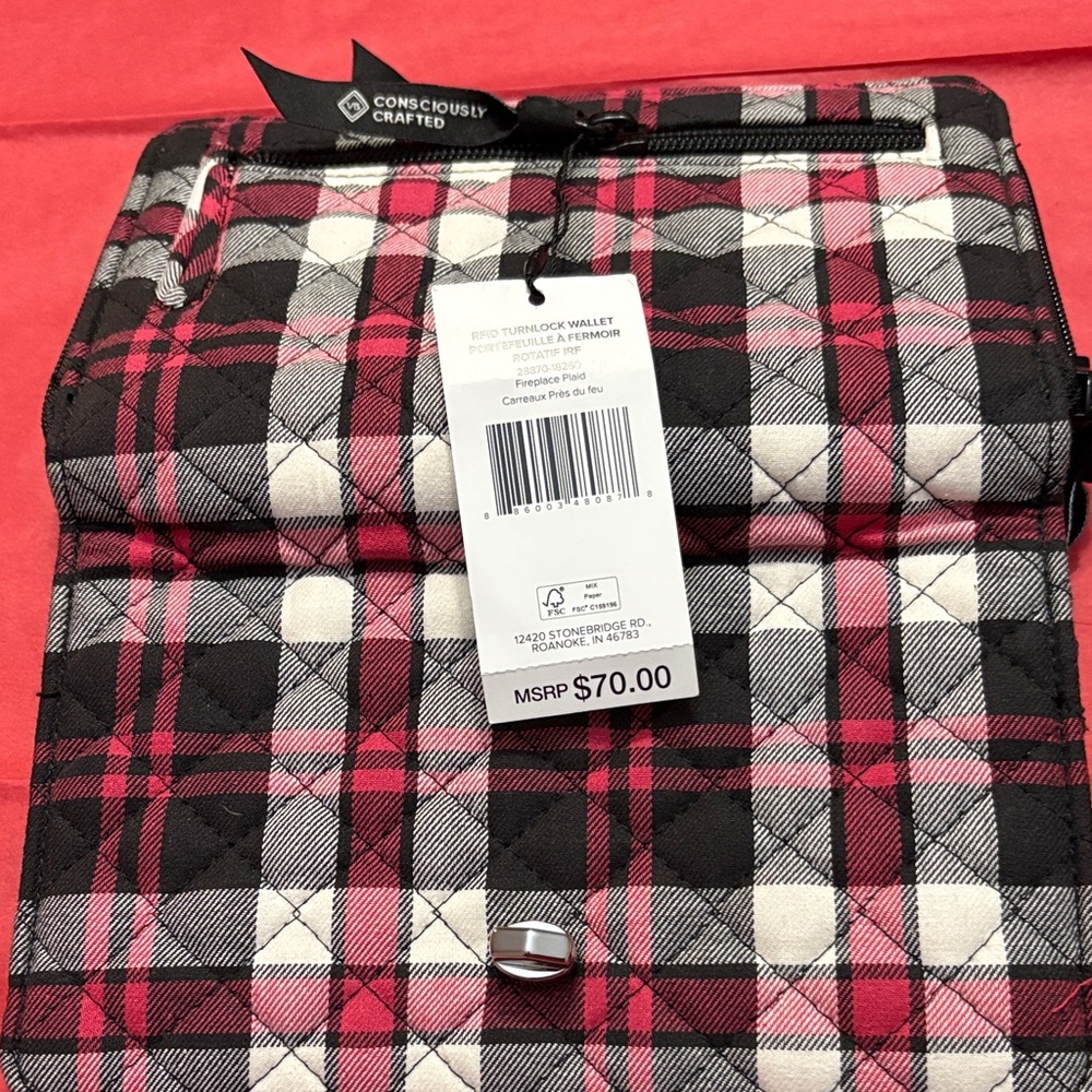 Vera Bradley Pink and Black Plaid Wallet